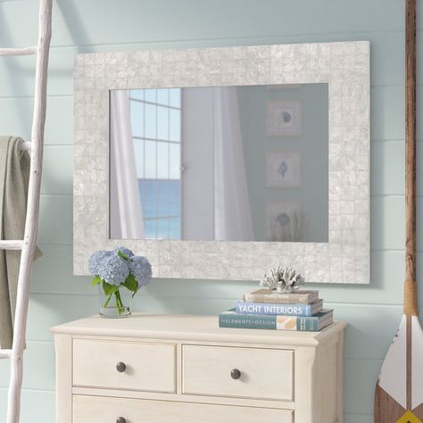 Coastal Bathroom Mirrors, Coastal Mirrors, Powder Room Vanity, Capiz Shell, Wood Wall Mirror, Accent Mirror, Beach Condo, Beachcrest Home, Mirrors Wayfair