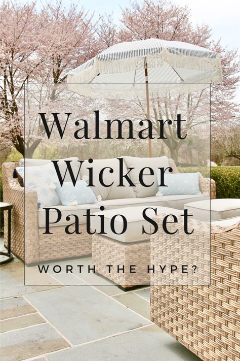 Patio Decor On A Budget, Patio Furniture Placement, Porch Furniture Layout, Small Backyard Patio Ideas, Outdoor Spaces Diy, Wicker Porch Furniture, Outdoor Porch Furniture, Ideas For Small Backyards, Cheap Backyard Ideas