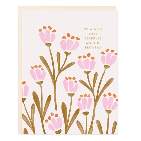 Gifts + Clothing - Lilla & Beth Celebrate the mom who deserves all of the flowers with this colorful wildflower illustration. A thoughtful way to honor the woman who dese Wildflower Illustration, Flowers Card, Mom Cards, Paint Cards, Paper Envelope, Mom Day, Color Blush, Card Illustration, Mothers Day Cards