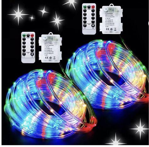 Add more fun for cool evening jumps and string these around your trampoline base. Battery Powered Outdoor Lights, Rope Lights Outdoor, Battery Christmas Lights, Outdoor Garland, Camping Canopy, Battery Operated String Lights, Outdoor Decorative Lights, Rope Lights, Light String