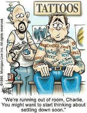 "We're running out of room, Charlie. You might want to start thinking about settling down soon" | Tattoo Jokes, Quotes & Sayings Tattoo Memes Humor, Funny Tattoos Humor, Artist Sayings, Tattoo Artist Quotes, Artist Joke, Tattoo Memes, Funny Tattoo, L Tattoo, Artist Humor