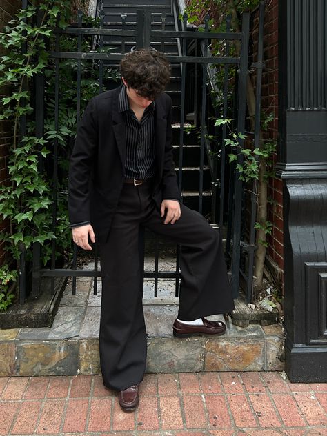 Pinstripe Pants Outfit Men, Prom Outfit Men, Prom Outfits Men, Pinstripe Pants Outfit, Stripe Pants Outfit, Suburban Gothic, Aesthetic For Me, Striped Trousers, Prom Outfit