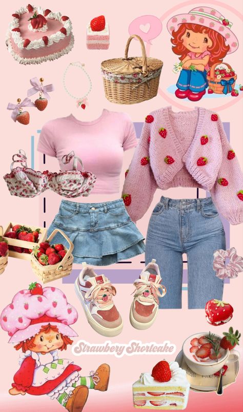 Strawberry Shortcake Halloween Costume, Cottagecore Strawberry, Strawberry Shortcake Outfits, Strawberry Shortcake Costume, Outfits Drawing, Strawberry Outfit, Kawaii Coquette, Coquette Outfits, Outfits Matching