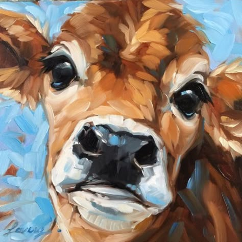 Animal Paintings Acrylic, Sweet Cow, Animals Painting, Small Canvas Paintings, Cowgirl Art, Oil Painting For Sale, Modern Oil Painting, Acrylic Painting Ideas, Cow Painting