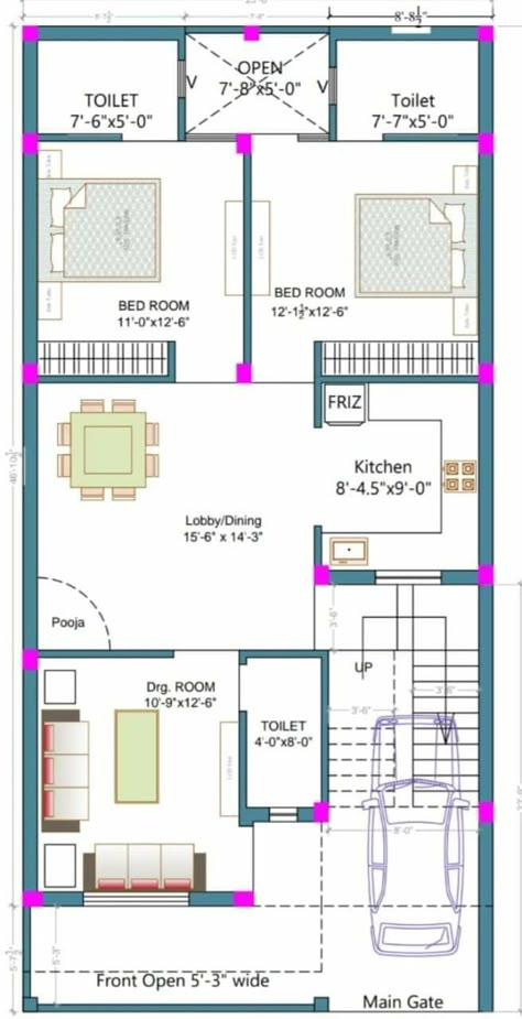 21x50 House Plan, 24×45 House Plan, 30×55 House Plan, 22x44 House Plan, 120 Yards House Design, 24×60 House Plan, 24×50 House Plan, 33'×60' House Planing, 25 By 50 House Plan