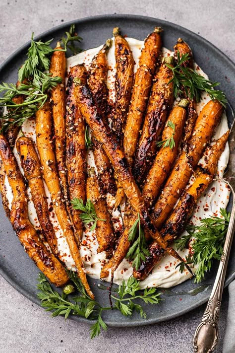 Roasted Carrots with Whipped Feta Carrots With Whipped Feta, So Much Food, Xmas Dinner, Whipped Feta, Christmas Lunch, Carrot Recipes, Christmas Menu, Vegetable Side, Roasted Carrots