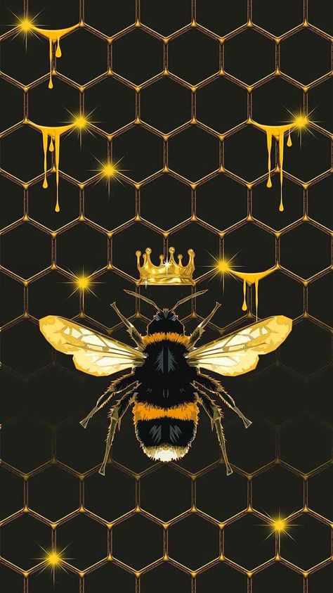 Bee Iphone Wallpaper, Bee Wallpaper Iphone, Bee Pictures Art, Bee Wallpaper, Honeycomb Wallpaper, Spring Wallpaper Iphone, Bee Cute, Bee Pictures, Bee Drawing