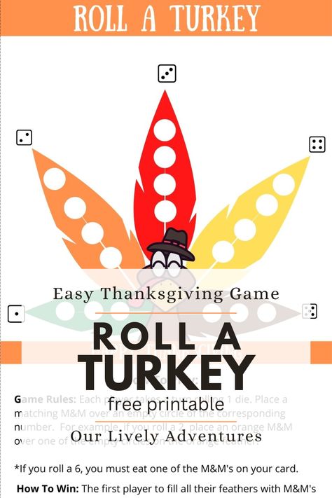 Spice up your Thanksgiving celebrations with the 'Roll A Turkey' game from Our Lively Adventures! Unleash the family fun, laughter and togetherness. Print, Roll, and Repeat! Make memories that last forever. Time to gobble up the fun! Thanksgiving Roll A Story, Turkey Roll And Cover Free, Poke A Feather Thanksgiving Game, 5 Second Rule Thanksgiving Game, Gratitude Thanksgiving Game, Turkey Games, Turkey Template, Gratitude Jar, Turkey Crafts