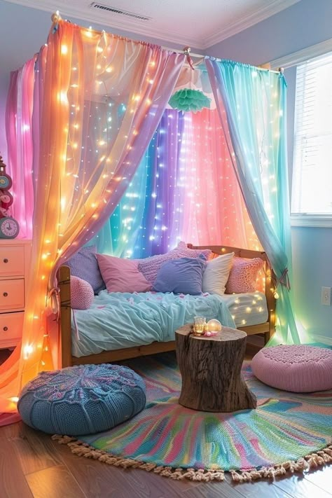 Rainbow Bedroom Ideas Kids, Room Baddie, Bedroom Baddie, Baddie Room, Rainbow Bedroom, Kids Bedroom Inspiration, Bedroom Trends, Rainbow Room, Baddie Aesthetic