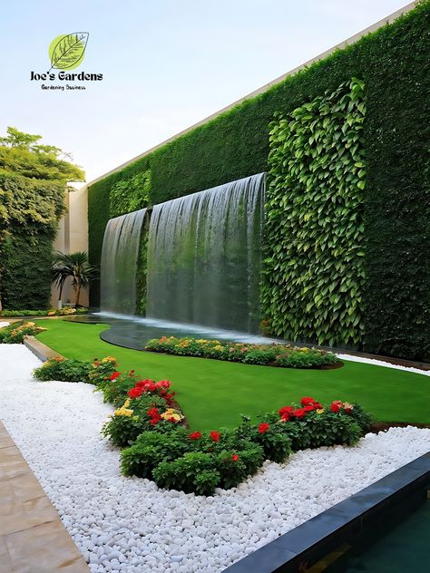 Garden Ideas Minecraft, Vertikal Garden, Modern Backyard Landscaping, Patio Garden Design, Water Fall, Modern Backyard, Water Features In The Garden, Ideas Minecraft, Outdoor Gardens Design