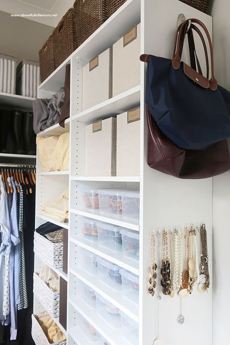 2020 Home Organization Challenge: Week 5 Master Closet | A Bowl Full of Lemons Closet Organization Hacks, Diy Closet Organization, Organiser Son Dressing, Master Closet Organization, Smart Closet, Best Closet Organization, Closet Organization Ideas, Narrow Shelves, Closet Hacks Organizing