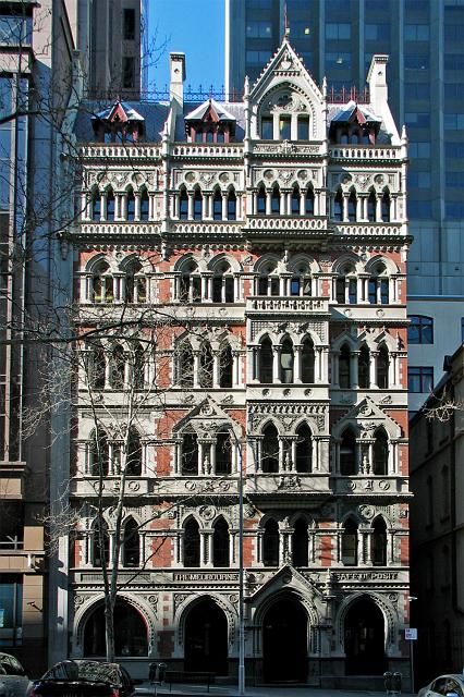 The Old Melbourne Safety Deposit Building on Queen Street - example of Gothic architecture designed by William Pitt in 1890 Melbourne Architecture, Gothic Revival Architecture, Gothic Buildings, Australia Vacation, Melbourne City, Tall Buildings, Australian Architecture, Gothic Revival, Melbourne Victoria