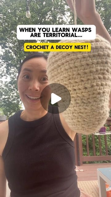 Lisa | Crochentertainer 🧶 on Instagram: "Follow on my natural carpenter bee & wasp prevention journey! Do you bee-lieve this crochet decoy wasp nest will work? Guess in the comments!" Crochet Wasp Nest Free Pattern, Wasp Prevention, Crochet Wasp Nest, Wasp Nest, Carpenter Bee, Wasp, Pattern Free, Free Crochet Pattern, Crochet Pattern