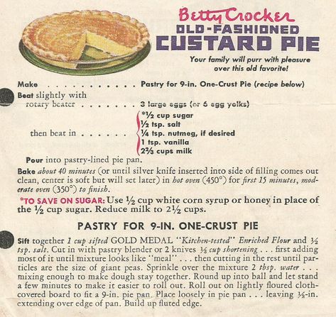 Old Fashioned Custard Pie, a Betty Crocker recipe. Old Fashioned Custard Pie, Old Fashioned Custard, Egg Custard Pie, Custard Pies, Recipes Jamaican, Custard Pie Recipe, Old Fashioned Recipe, Fruit Platters, Betty Crocker Recipes