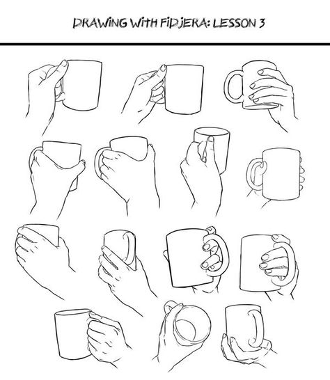 Holding a mug drawing styles Drawing Hands, Hand Drawing Reference, Hand Reference, 캐릭터 드로잉, Anatomy Drawing, Poses References, Drawing Reference Poses, Drawing Tutorials, Art Tutorial