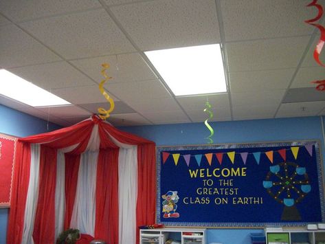 Circus Theme Classroom Ideas that Inspire A Love of Learning Circus Classroom Theme, Halloween Camping Decorations, Carnival Classroom, Circus Classroom, Halloween Camping, Circus Decorations, Circus Circus, Carnival Theme, Carnival Circus