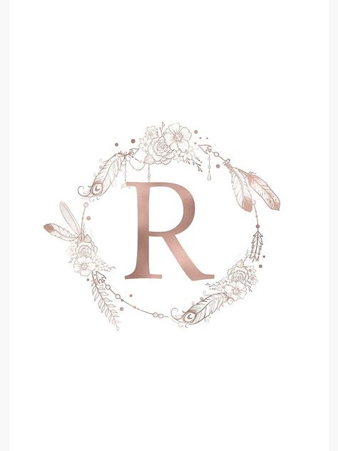 Letter R Rose Gold Pink Initial Monogram by naturemagick Monogram Wallpaper, The Letter R, Letter Monogram, Initial Monogram, Rose Gold Pink, Letter R, Gold Initial, Initial Letter, Spiral Notebook