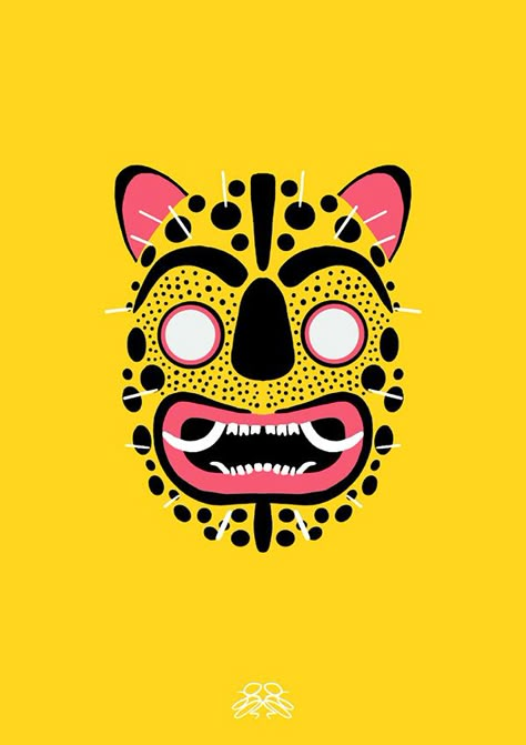 Mexican Jaguar Illustration, Mexican Illustration Art, Mexican Jaguar, Jaguar Illustration, Mexican Illustration, Jaguar Mask, Mexican Graphic Design, Jaguar Design, Mexican Print