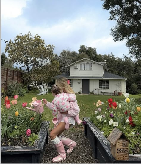 Mom And Daughter Gardening, Good Mum Aesthetic, Cottage Core Motherhood, Living In The Country Aesthetic, Dream Mom Life, Nanny Life Aesthetic, Family Farm Life, 2025 Vision Board Mom, Pink Mom Aesthetic