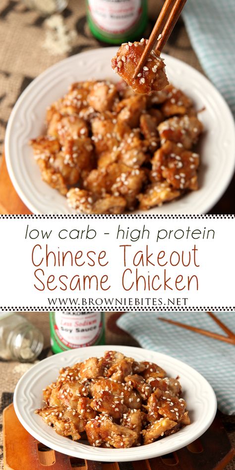 High Protein Low Carb Chinese, Bariatric Chinese Recipes, Bariatric Chinese Food, High Protein Chinese Food, High Protein Low Carb Chicken Recipes, Low Carb Chinese Recipes, Low Carb Asian Recipes, Low Carb Sesame Chicken, Keto Sesame Chicken