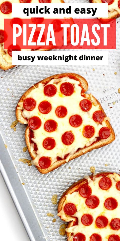 Pepperoni Toast, Dinner Idea Easy, Pepperoni Recipes, Pizza Toast, Italian Seafood, Kids Pizza, Toast Pizza, Quick Pizza, Pizza Snacks