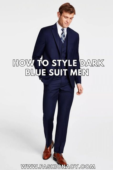 How to Style Dark Blue Suit Men Dark Blue Suit Men, Men Suits Style, Dark Blue Suit, Blue Suit Men, Suits Style, Men's Fashion Tips, Style Dark, Suit Men, Men Style Tips