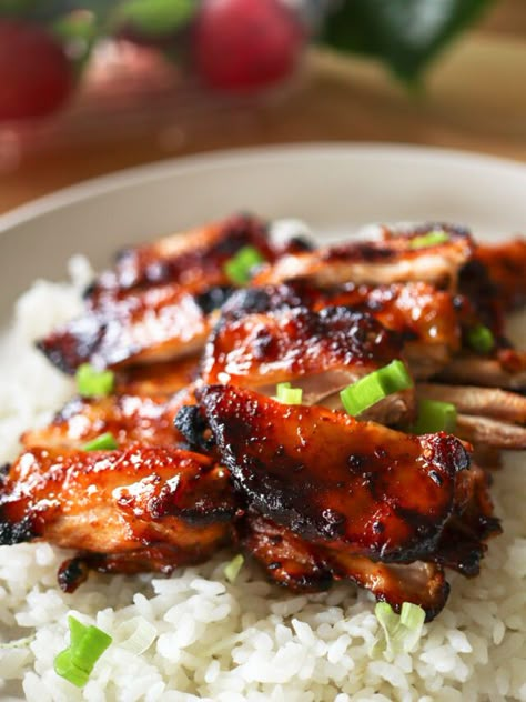 Asian Chicken Thighs Air Fryer, Chicken Thigh Air Fryer Recipes, Chicken Thigh Air Fryer, Air Fryer Chicken Thighs Bone In, Teriyaki Chicken Thighs, Chicken Thigh Recipes Air Fryer, Chicken Thighs Air Fryer, Air Fryer Recipes Asian, Bang Bang Sauce Recipe