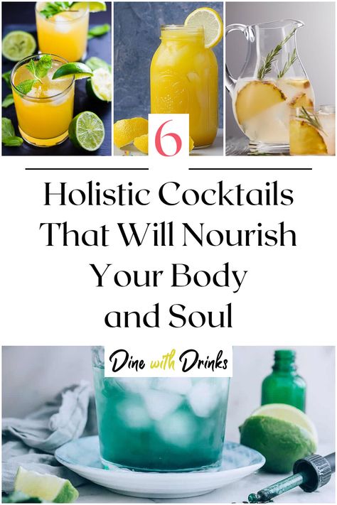 Collage of 4 holistic cocktails. Holistic Healing Drinks, Herbal Juice Recipes, Hydrating Alcoholic Drinks, Healthy Cocktails Non Alcoholic, Wellness Mocktail Recipe, Curious Elixirs Recipe, Tonics And Elixirs, Healthy Non Alcoholic Cocktails, Gut Healthy Mocktail Recipes