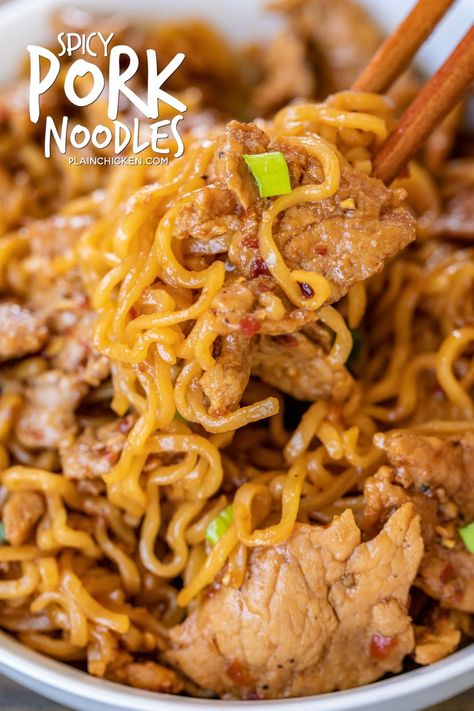 Spicy Pork Noodles, Leftover Pork Tenderloin, Leftover Pork Chops, Best Pork Recipe, Pork Noodles, Leftover Pork, Asian Pork, Mapo Tofu, Pork Dinner