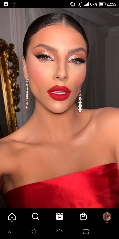 Makeup Bibir, Trucco Glam, Aesthetic Lips, Red Lipstick Makeup Looks, Maquillage On Fleek, Red Lipstick Makeup, Prom Eye Makeup, Prom Makeup Looks, Red Dress Makeup