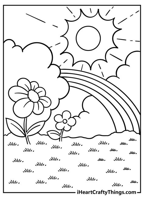 Spring Coloring Sheets, Garden Coloring, Garden Coloring Pages, Free Kids Coloring Pages, Peppa Pig Coloring Pages, Kindergarten Coloring Pages, Spring Coloring Pages, Garden Drawing, Community Garden