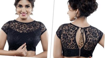 85 Latest Blouse Designs for Sarees: Images and Catalogue (2019) Blouse Designs Pattern, Black Net Blouse, Boat Neck Blouse Designs, Net Saree Blouse Designs, Neck Blouse Designs, Casual Blouse Designs, Black Blouse Designs, Indian Blouse Designs, Netted Blouse Designs