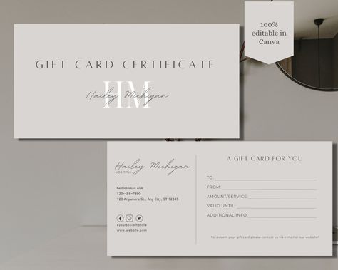 .

This versatile gift card template can be used for any occasion. Simply add your own text and images, and you're ready to.#businessfont #typography #branding #design Gift Card Template, Gift Certificate Template, Gift Voucher, Business Gift, Gift Certificate, Increase Sales, Make It Work, Printable Gift, Work For You