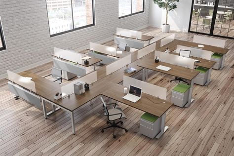 Benching Stations - Distrimar Office Cubicle Organization, Modern Cubicle, Office Cubicle Decorating Ideas, Boutique Office Design, Office Cubicle Design, Modern Office Cubicle, Team Office, Cubicle Design, Office Cubicles