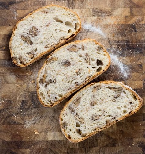 Overnight Artisan Walnut Bread • The Curious Chickpea Yeast Bread Rolls, Vegan Breakfast Recipes Easy, Walnut Bread Recipe, Walnuts Recipe, Bread At Home, Walnut Bread, Cranberry Bread, Dutch Oven Recipes, Vegan Bread