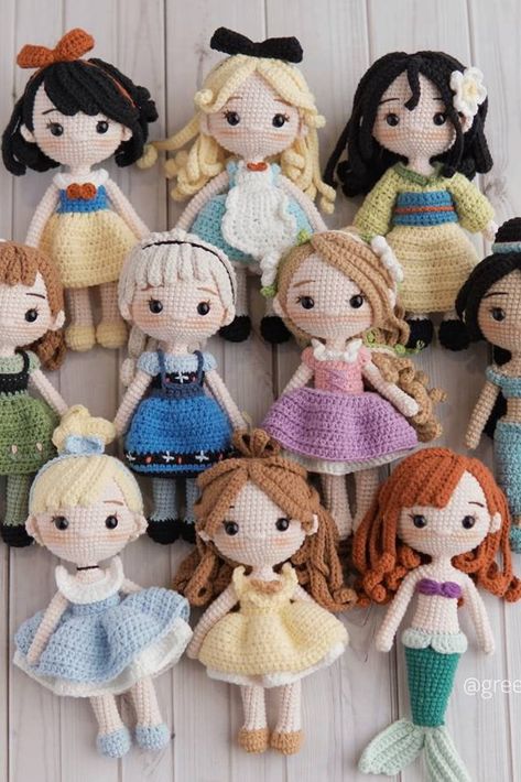 Crocheted Dolls, Disney Crochet Patterns, Crochet Doll Tutorial, Disney Princess Dolls, Crochet Disney, Crochet Dolls Free Patterns, Cute Patterns, Pola Amigurumi, Kawaii Crochet