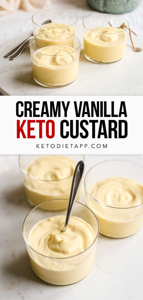 Keto Vanilla Custard | KetoDiet Blog Keto Pudding, The Boiled Egg Diet, Three Meals A Day, Keto Pumpkin Pie, Custard Recipe, Egg Diet Plan, Keto Holiday, Keto Treats, Low Carb Fruit