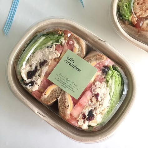 🌴 – i'm not the owner﹔☆ Sandwich Menu Ideas, Bakery Packaging Design, Sandwich Packaging, Catering Food Displays, Bento Recipes, Bakery Packaging, Makanan Diet, Delicacy Food, Bakery Desserts