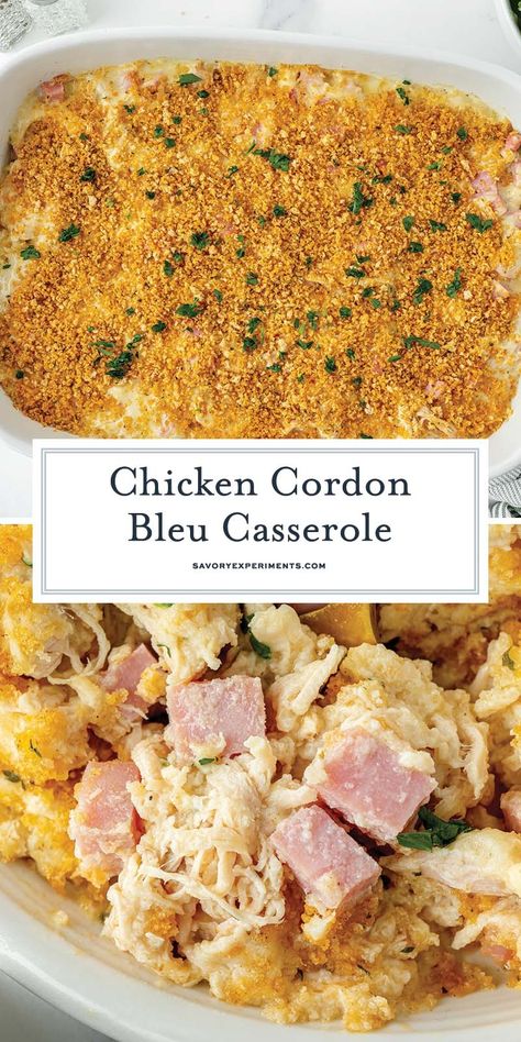 With all the flavors of classic chicken cordon bleu, this Chicken Cordon Bleu Casserole simplifies things for the ultimate EASY dinner! Chicken Cordon Bleu Casserole Recipe, Chicken Cordon Bleu Recipe, Cordon Bleu Casserole, Chicken Cordon Bleu Casserole, Chicken Casserole Easy, Best Casseroles, The Whoot, Chicken Cordon, Recipes Casserole