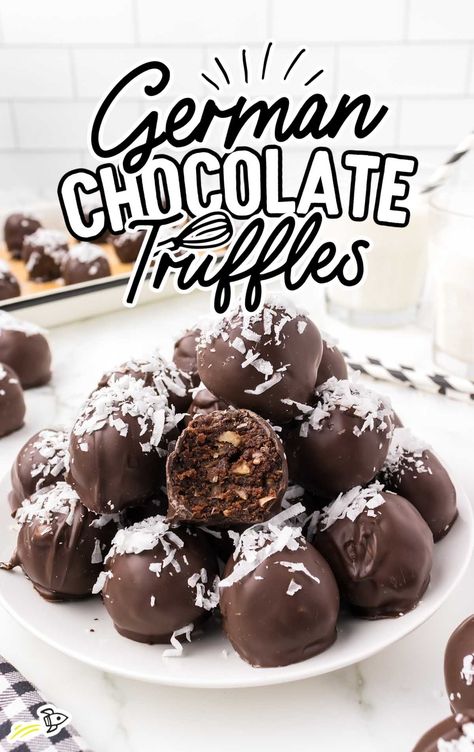 German Chocolate Truffles - Spaceships and Laser Beams German Chocolate Desserts, Treats For Christmas Gifts, German Chocolate Cake Mix Cookies, Cupcakes With Alcohol, German Chocolate Fudge, German Choc Cake, Choc Truffles, Healthy Candy Recipes, Homemade German Chocolate Cake