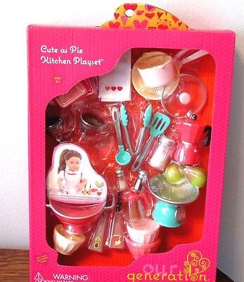 Find many great new & used options and get the best deals for American Our Generation CUTE AS PIE Kitchen Playset Food Baking 18" Girl Doll at the best online prices at eBay! Free shipping for many products! American Girl Doll Accessories Food, Our Generation Doll Accessories, Og Dolls, American Girl Doll Sets, Doll Kitchen, American Girl Furniture, Accessoires Barbie, Kitchen Playset, Our Generation Doll