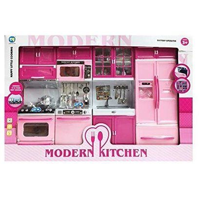 Mixing Modern And Antique Furniture, New Modern Kitchen, Modern Kitchen Set, Kitchen Playsets, Doll Kitchen, Kitchen Playset, Battery Operated Toys, Barbie Doll Set, Play Kitchens