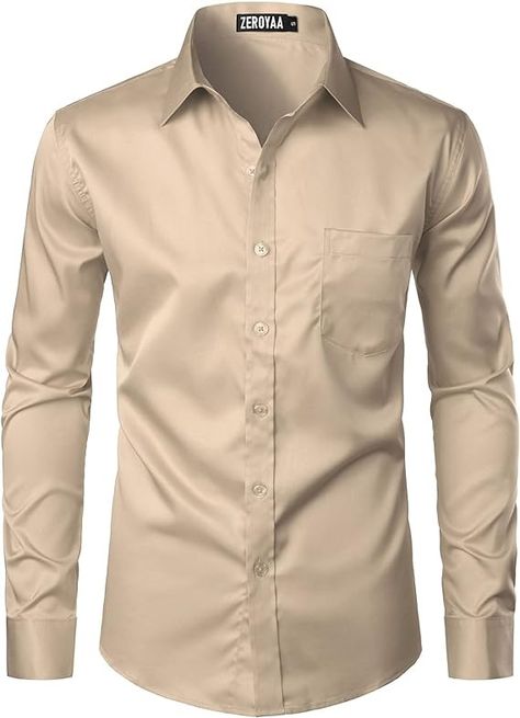 Amazon.com: ZEROYAA Men's Urban Stylish Casual Business Slim Fit Long Sleeve Button Up Dress Shirt with Pocket ZLCL29-Beige X-Large : Clothing, Shoes & Jewelry Urban Style Design, Long Sleeve Button Up Dress, Mandarin Collar Shirt, Shirt With Pocket, Beige Shirt, Winter Knit Hats, Slim Fit Dress Shirts, Tan Dresses, Loose Fitting Tops