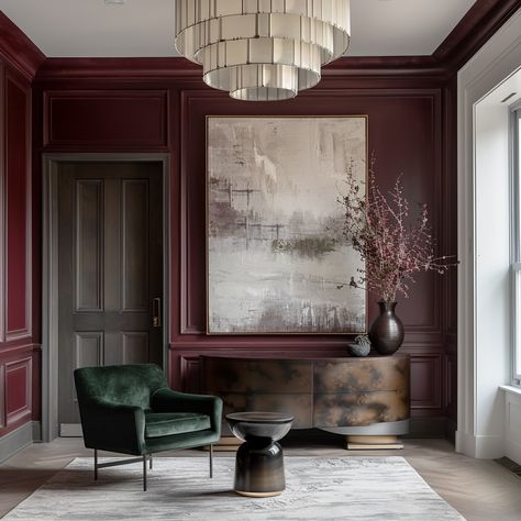 Have you thought about using Amethyst Red and Emerald Green together in your home? Let this post serve as the inspiration you need 😊 What are your thoughts? . . . . . . . #interiordesign #homedecor #amethystred #colorinspiration #interiorstyling #decorlovers #homestyling #boldcolors #colortrends #decorgoals #interiorgoals #designinspiration #homemakeover #colorfullnteriors Oxblood Interior Design, Red And Green Living Room, Red And Green Bedroom, Jewel Tones Interior Design, American Classic Interior, Red Interior Design, Green Home Decor, Bedroom Paint Colors, Living Room Green