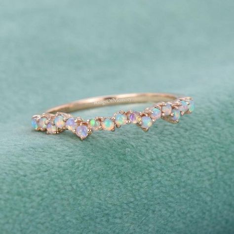 Natural Opal Ring Vintage Opal Band Opal Wedding Band Rose - Etsy Dainty Opal Ring, Opal Wedding Band, Opal Ring Vintage, Gold Opal Ring, Rose Gold Opal Ring, Elegant Wedding Rings, October Birthstone Ring, Natural Opal Ring, Sapphire Wedding Rings