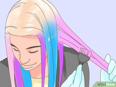 How to Dye Unicorn Hair (with Pictures) - wikiHow Creative Hair Dye Placement, Hair Dye Placement Ideas, How To Ombre Your Hair, Cotton Candy Pink Hair, Hidden Rainbow Hair, Hair Dye Techniques, Unicorn Hair Dye, Unicorn Hair Color, Mane Hair