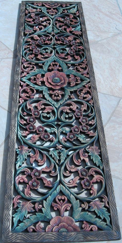 Life Size Floral Teak Wood Panel Carved Wood Panel, Carved Wall Art, Wood Carving Furniture, Hand Carved Teak, Carved Wood Wall Art, Main Door Design, Wood Panels, Carving Designs, Wood Interiors