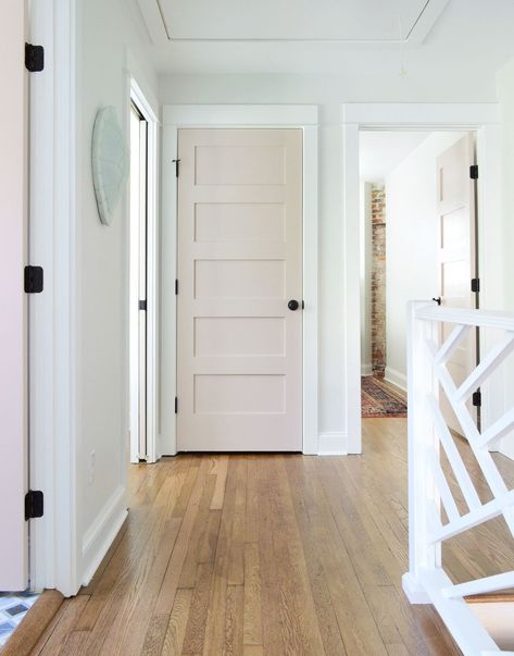 Sw Extra White, Coloured Doors, Airbnb Bedroom, Cape Charles Va, Sherwin Williams Extra White, Double Closet, Cape Charles, Young House, Bathroom Makeovers