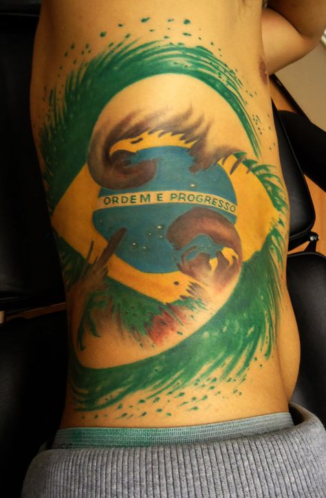 Brazil Flag Tattoo, Brazilian Tattoos, Brazilian Tattoo Ideas, Brazil Tattoo Ideas, Elijah Tattoo, Brazil Tattoo, Brazilian Tattoo, Tatoo 3d, Colombian Flag