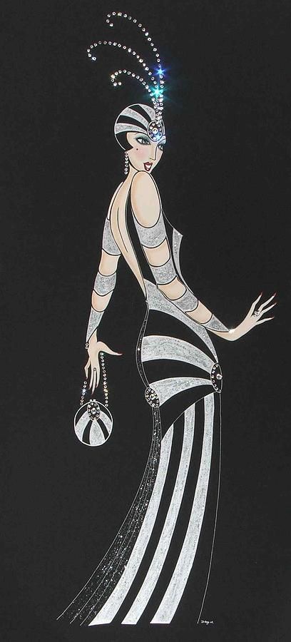 Lady Tallulah. Sparkle Illustration, Sparkle Fashion, Art Deco Pictures, Erte Art, Art Deco Illustrations, Art Deco Prints, Art Deco Paintings, Art Deco Inspiration, Art Deco Illustration